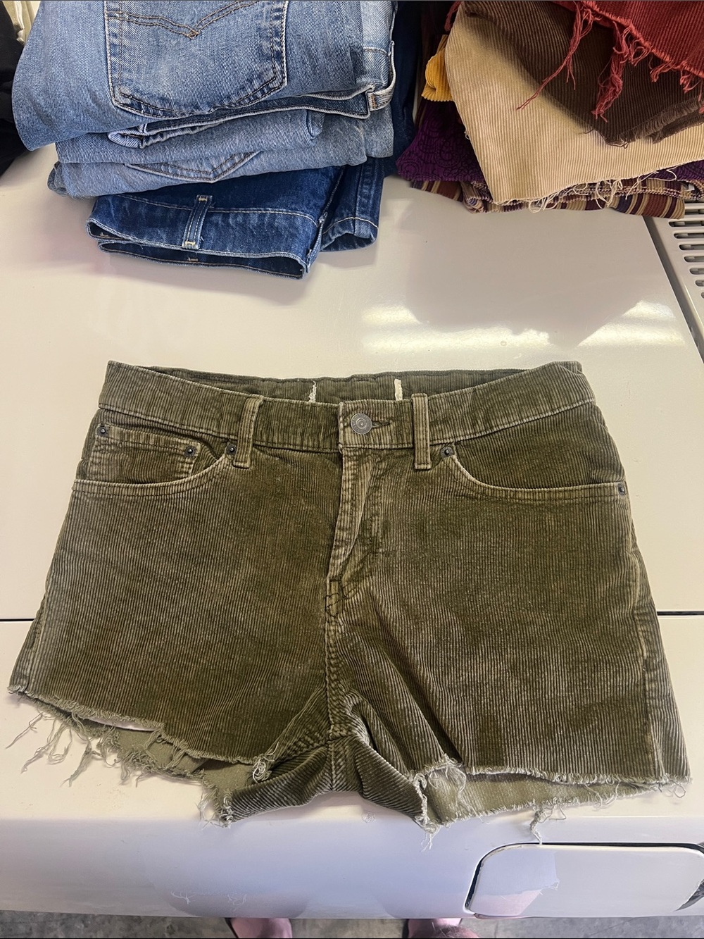 Levi 511 Forest Green Corduroy Pants/cropped Shorts. 20 Regular (30x30)